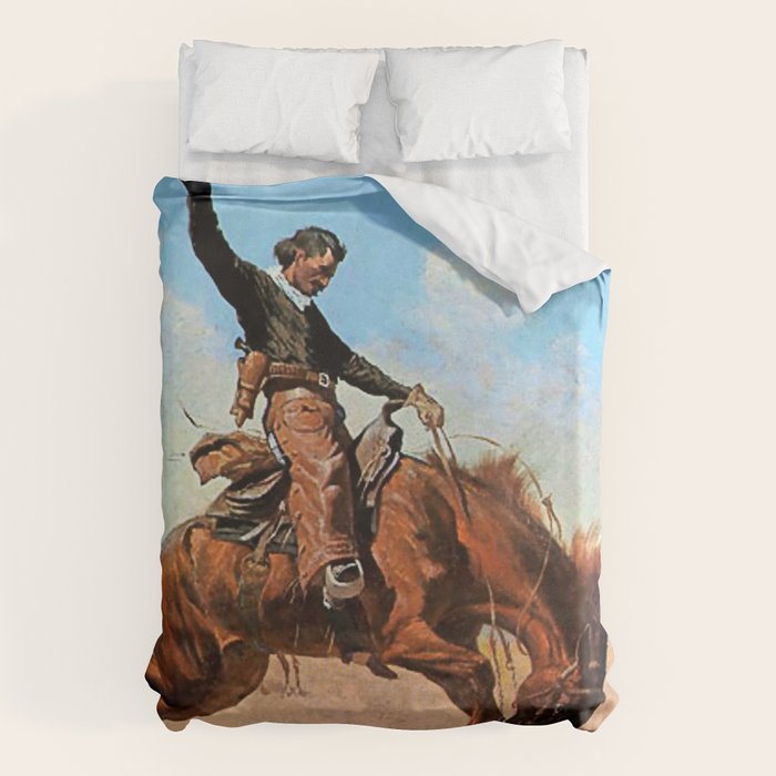 Frederic Remington Western Art âThe Buck Jumperâ Duvet Cover Gallery Image 6
