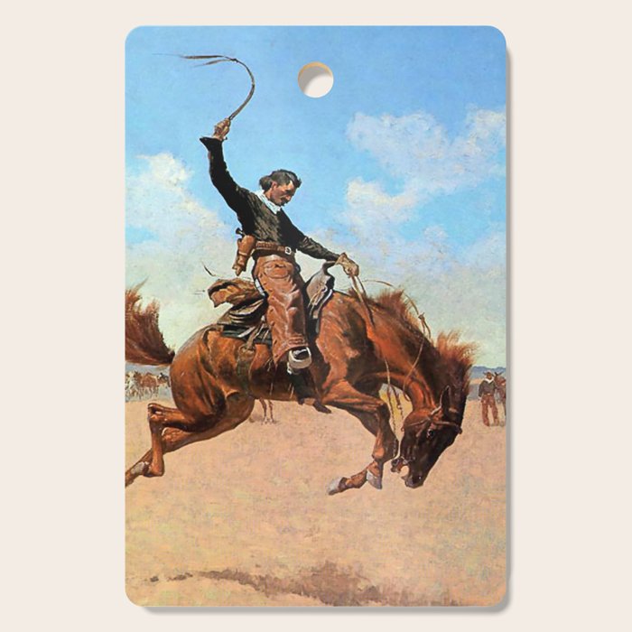 Frederic Remington Western Art âThe Buck Jumperâ Cutting Board Gallery Image 1