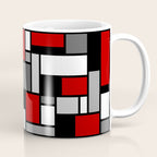 Mid Century Modern Color Blocks in Red, Gray, Black and White Coffee Mug Gallery Image 1