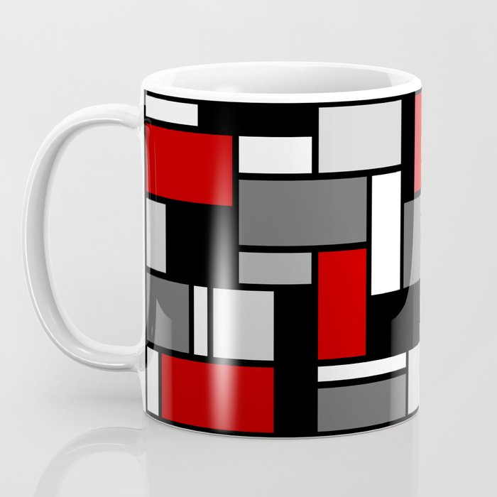 Mid Century Modern Color Blocks in Red, Gray, Black and White Coffee Mug Gallery Image 3
