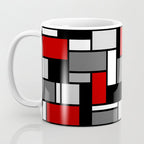 Mid Century Modern Color Blocks in Red, Gray, Black and White Coffee Mug Gallery Image 3