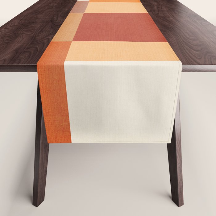 Mid-Century Artwork Warm Colors Geometric Abstract Table Runner Gallery Image 1