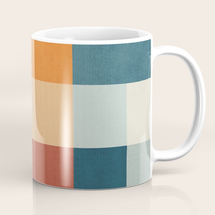 Mid-Century Artwork Warm Colors Geometric Abstract Coffee Mug Gallery Image 1