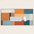 Mid-Century Artwork Warm Colors Geometric Abstract Desk Mat Gallery Image 1