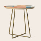 Mid-Century Artwork Warm Colors Geometric Abstract Side Table Gallery Image 1