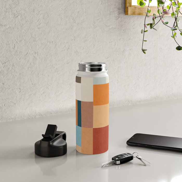 Mid-Century Artwork Warm Colors Geometric Abstract Water Bottle Gallery Image 4