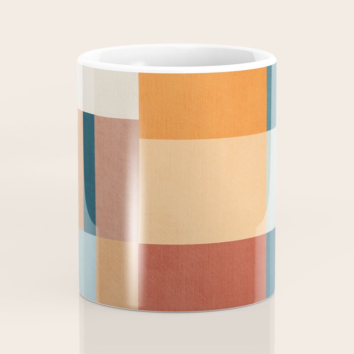 Mid-Century Artwork Warm Colors Geometric Abstract Coffee Mug Gallery Image 4