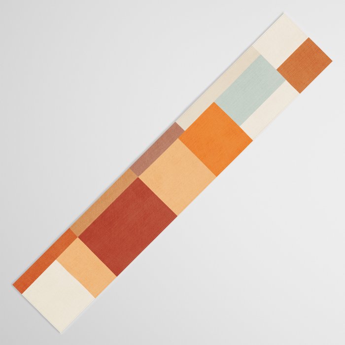 Mid-Century Artwork Warm Colors Geometric Abstract Table Runner Gallery Image 3