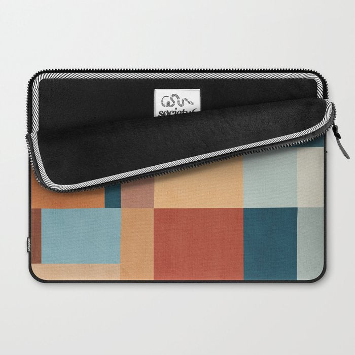 Mid-Century Artwork Warm Colors Geometric Abstract Laptop Sleeve Gallery Image 2