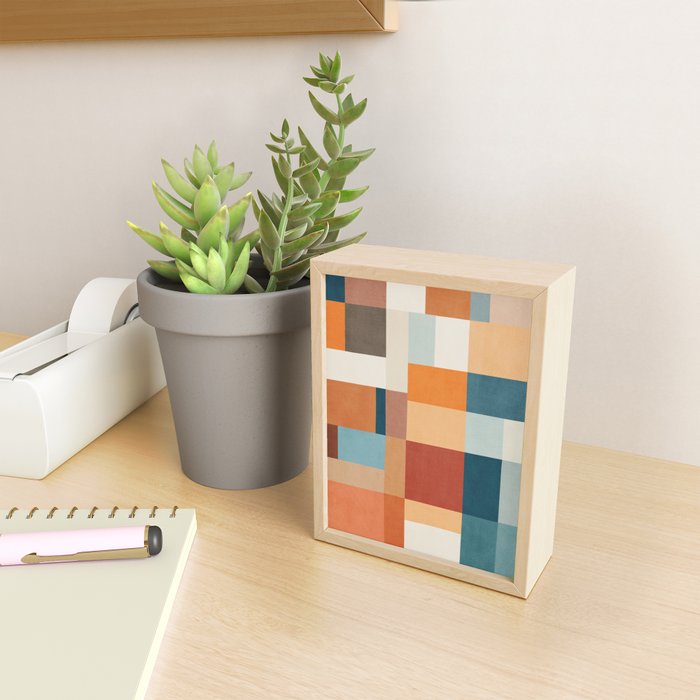 Mid-Century Artwork Warm Colors Geometric Abstract Mini Art Print Gallery Image 2