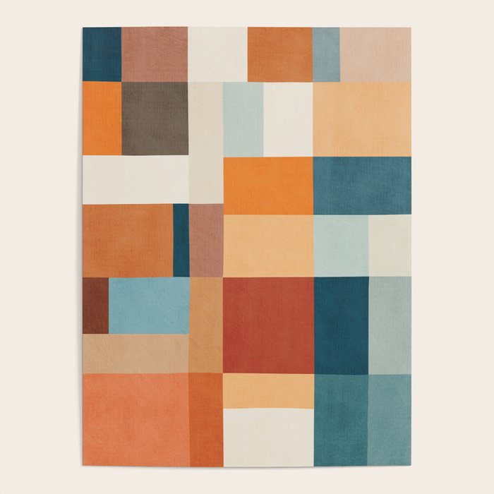 Mid-Century Artwork Warm Colors Geometric Abstract Poster Gallery Image 4