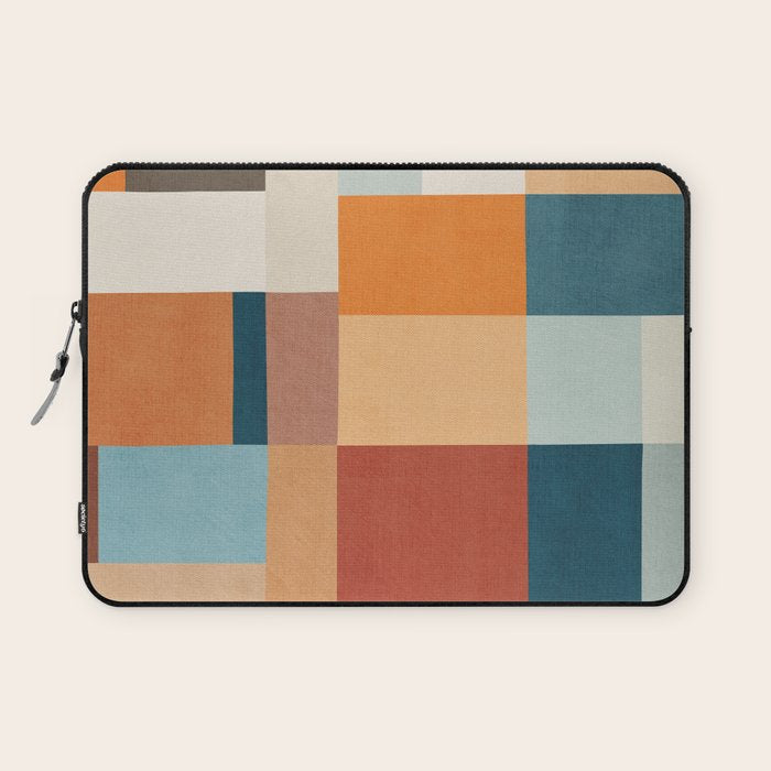 Mid-Century Artwork Warm Colors Geometric Abstract Laptop Sleeve Gallery Image 1