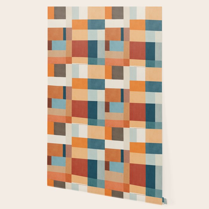 Mid-Century Artwork Warm Colors Geometric Abstract Wallpaper Gallery Image 2