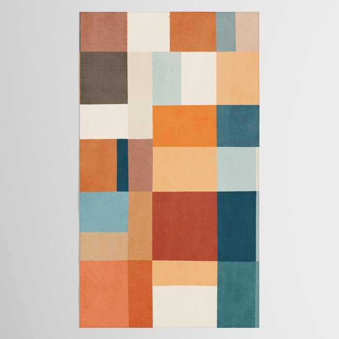 Mid-Century Artwork Warm Colors Geometric Abstract Tablecloth Gallery Image 2