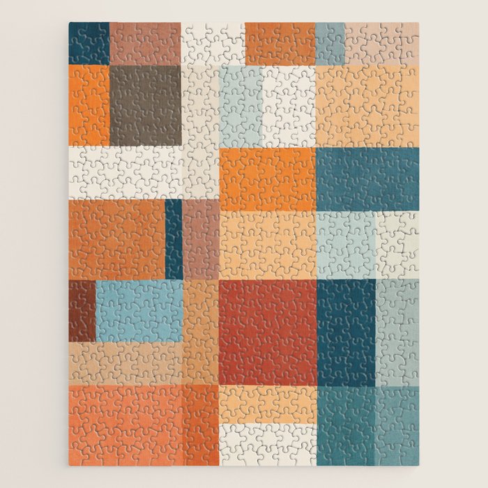 Mid-Century Artwork Warm Colors Geometric Abstract Jigsaw Puzzle Gallery Image 1