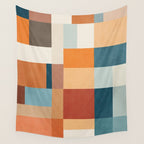 Mid-Century Artwork Warm Colors Geometric Abstract Wall Tapestry Gallery Image 4