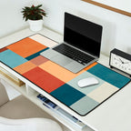 Mid-Century Artwork Warm Colors Geometric Abstract Desk Mat Gallery Image 2
