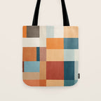 Mid-Century Artwork Warm Colors Geometric Abstract Tote Bag Gallery Image 1