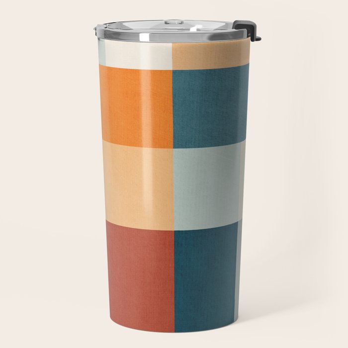 Mid-Century Artwork Warm Colors Geometric Abstract Travel Mug Gallery Image 2