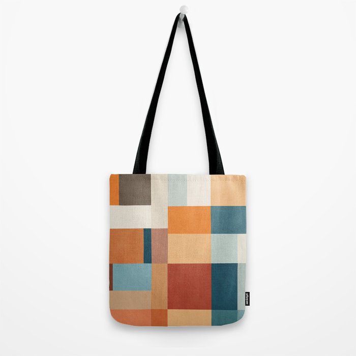 Mid-Century Artwork Warm Colors Geometric Abstract Tote Bag Gallery Image 2