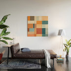 Mid-Century Artwork Warm Colors Geometric Abstract Wood Wall Art Gallery Image 2