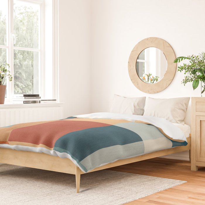 Mid-Century Artwork Warm Colors Geometric Abstract Duvet Cover Gallery Image 2