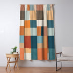 Mid-Century Artwork Warm Colors Geometric Abstract Window Curtain Gallery Image 5