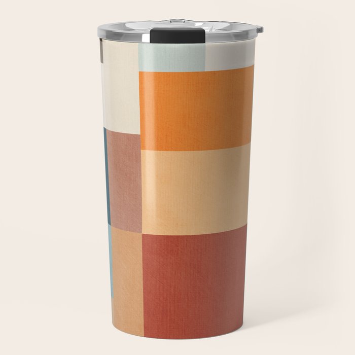 Mid-Century Artwork Warm Colors Geometric Abstract Travel Mug Gallery Image 1