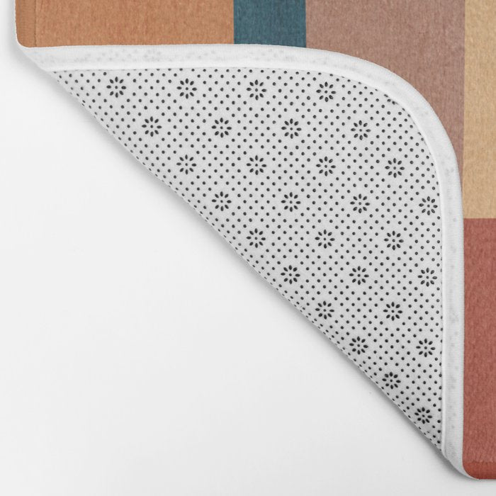Mid-Century Artwork Warm Colors Geometric Abstract Bath Mat Gallery Image 2