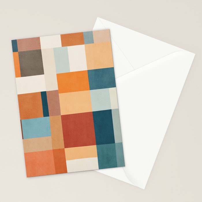 Mid-Century Artwork Warm Colors Geometric Abstract Stationery Card Gallery Image 2