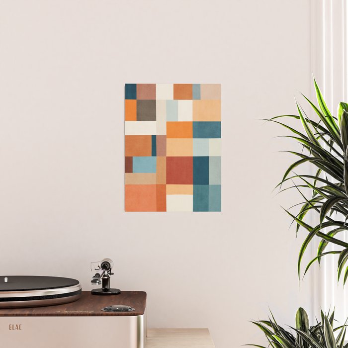 Mid-Century Artwork Warm Colors Geometric Abstract Poster Gallery Image 2