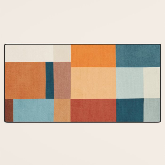 Mid-Century Artwork Warm Colors Geometric Abstract Desk Mat Gallery Image 3