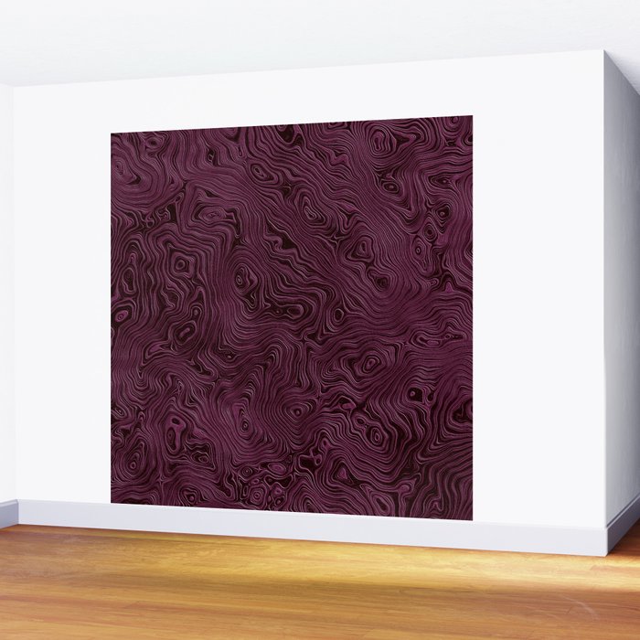 Royal Maroon Silk Moire Pattern Wall Mural Gallery Image 2