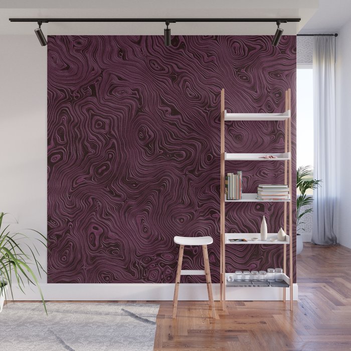 Royal Maroon Silk Moire Pattern Wall Mural Gallery Image 1