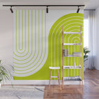 Two Tone Line Curvature LXXVII Lime Green Modern Arch Abstract Wall Mural Gallery Image 1
