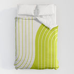 Two Tone Line Curvature LXXVII Lime Green Modern Arch Abstract Duvet Cover Gallery Image 6