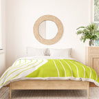 Two Tone Line Curvature LXXVII Lime Green Modern Arch Abstract Duvet Cover Gallery Image 3