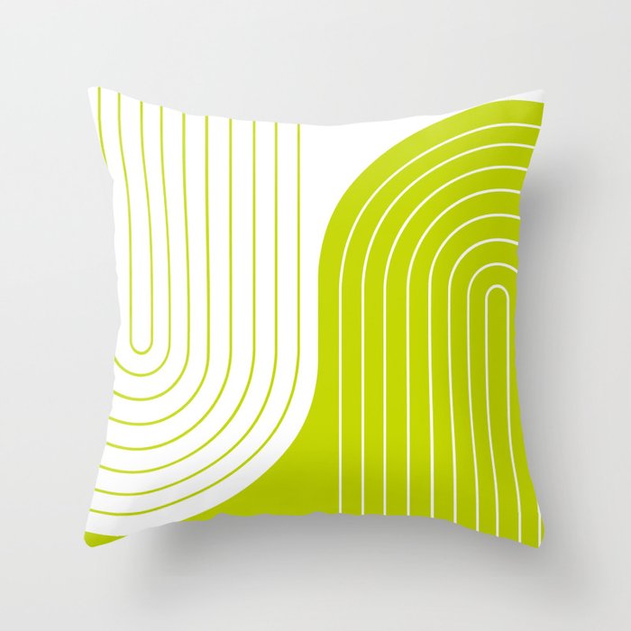 Two Tone Line Curvature LXXVII Lime Green Modern Arch Abstract Throw Pillow Gallery Image 1