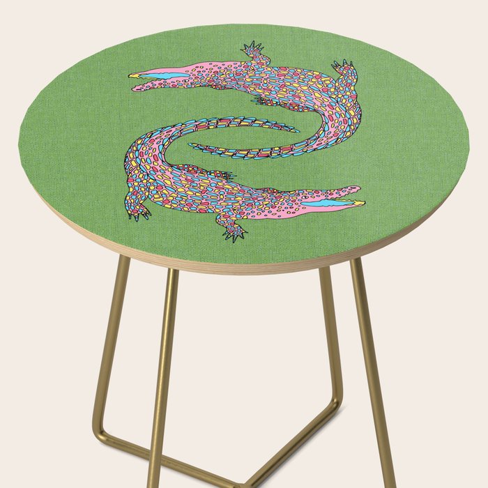 Crocodiles (Textured Green and Pink) Side Table Gallery Image 2