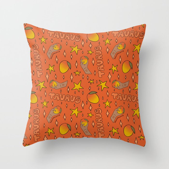 Taurus Mango Print Throw Pillow Gallery Image 1