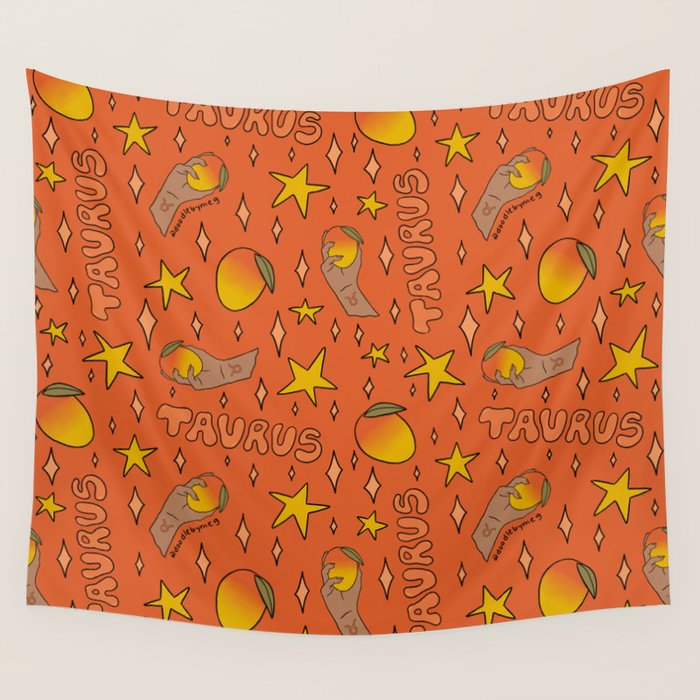 Taurus Mango Print Wall Tapestry Gallery Image 4