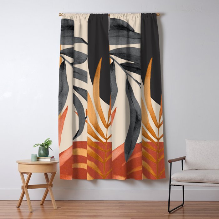 Abstract Art Tropical Leaves 160 Window Curtain Gallery Image 5