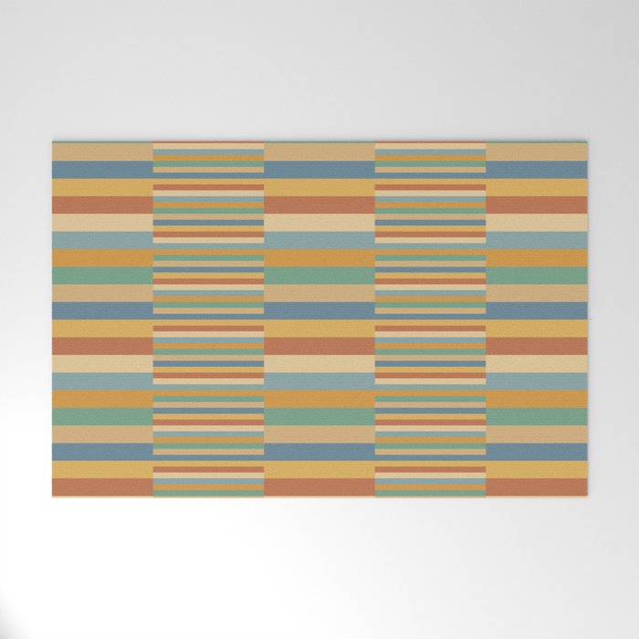 Mixed Stripes Pattern XV Vintage Summer Welcome Mat Gallery Image 1