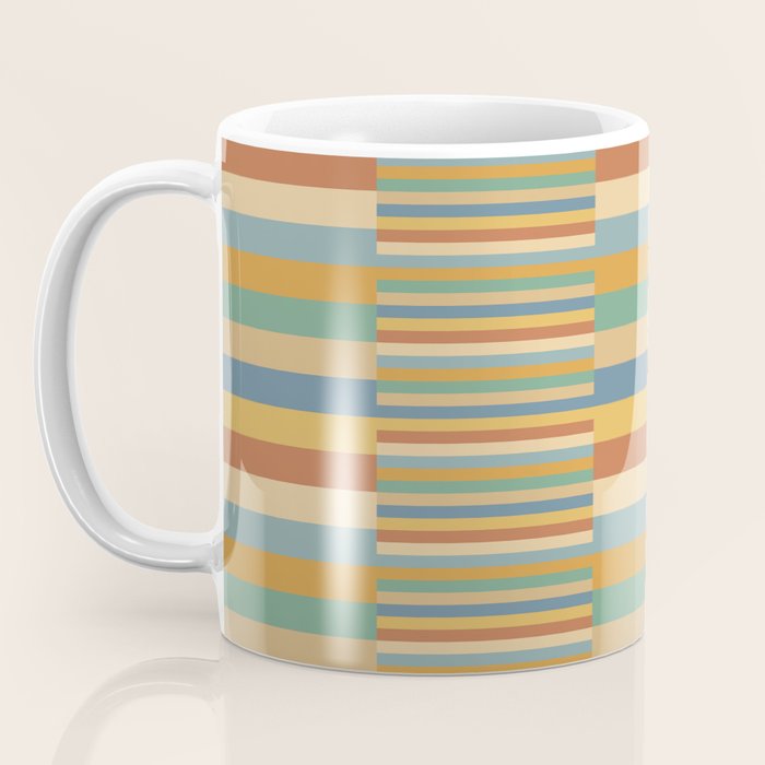 Mixed Stripes Pattern XV Vintage Summer Coffee Mug Gallery Image 3