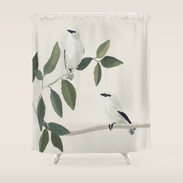 Minimalist Birds On Branch 3 Shower Curtain Gallery Image 1