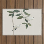 Minimalist Birds On Branch 3 Outdoor Rug Gallery Image 1