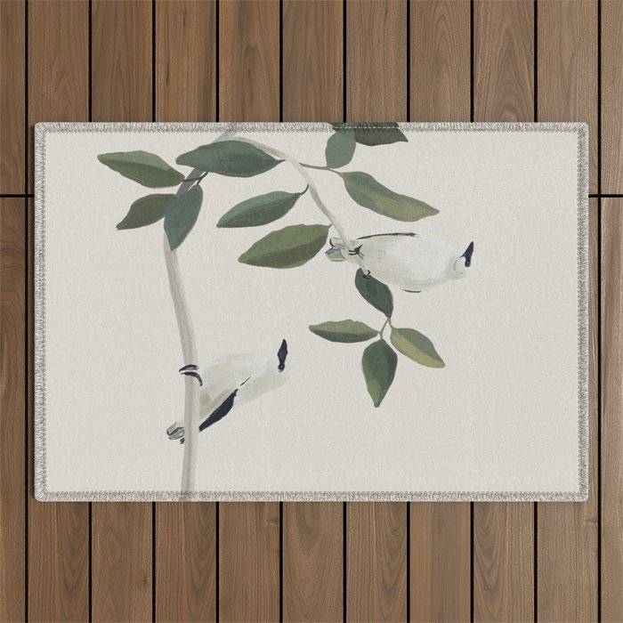 Minimalist Birds On Branch 3 Outdoor Rug Gallery Image 1