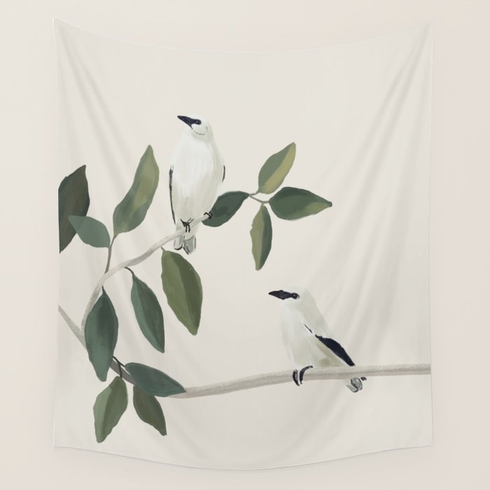Minimalist Birds On Branch 3 Wall Tapestry Gallery Image 1