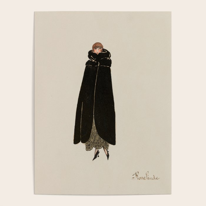 Vintage Art Deco Fashion Woman Portrait Elegant Black Dress Poster Gallery Image 4