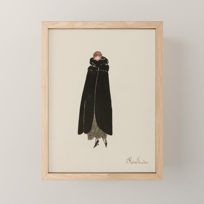 Vintage Art Deco Fashion Woman Portrait Elegant Black Dress Mini Art Print Gallery Image 1